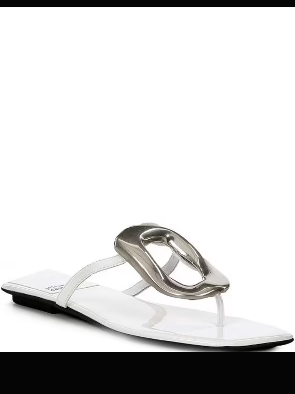 Jeffrey Campbell White Thong Sandal with Silver Sculpted Accent